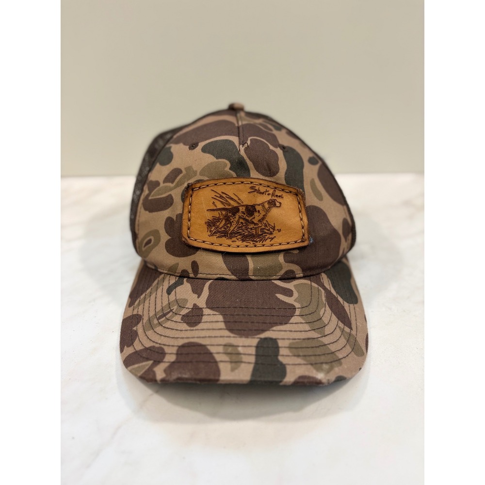 Outdoor Gorpcore Trucker Hat Camo Leather Patch Richardson Men Brown
